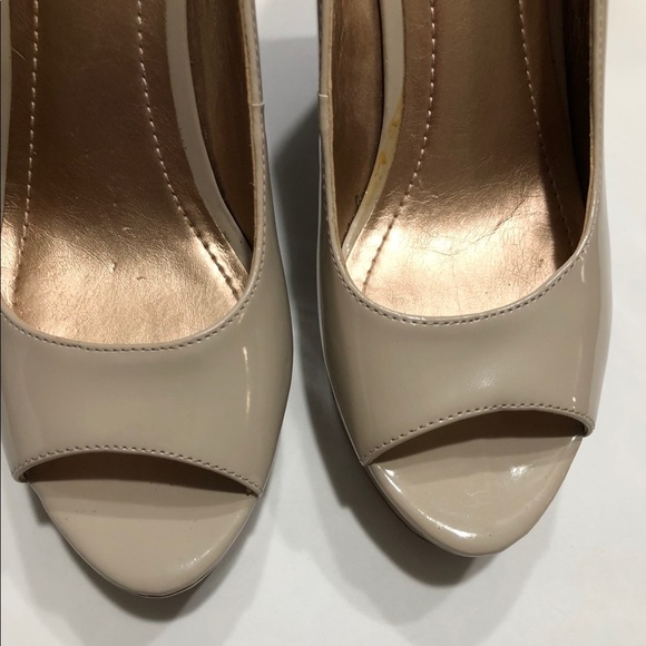 BCBGeneration Blue & Nude Peep Toe Wedge Heel Sz 7 - Picture 4 of 8